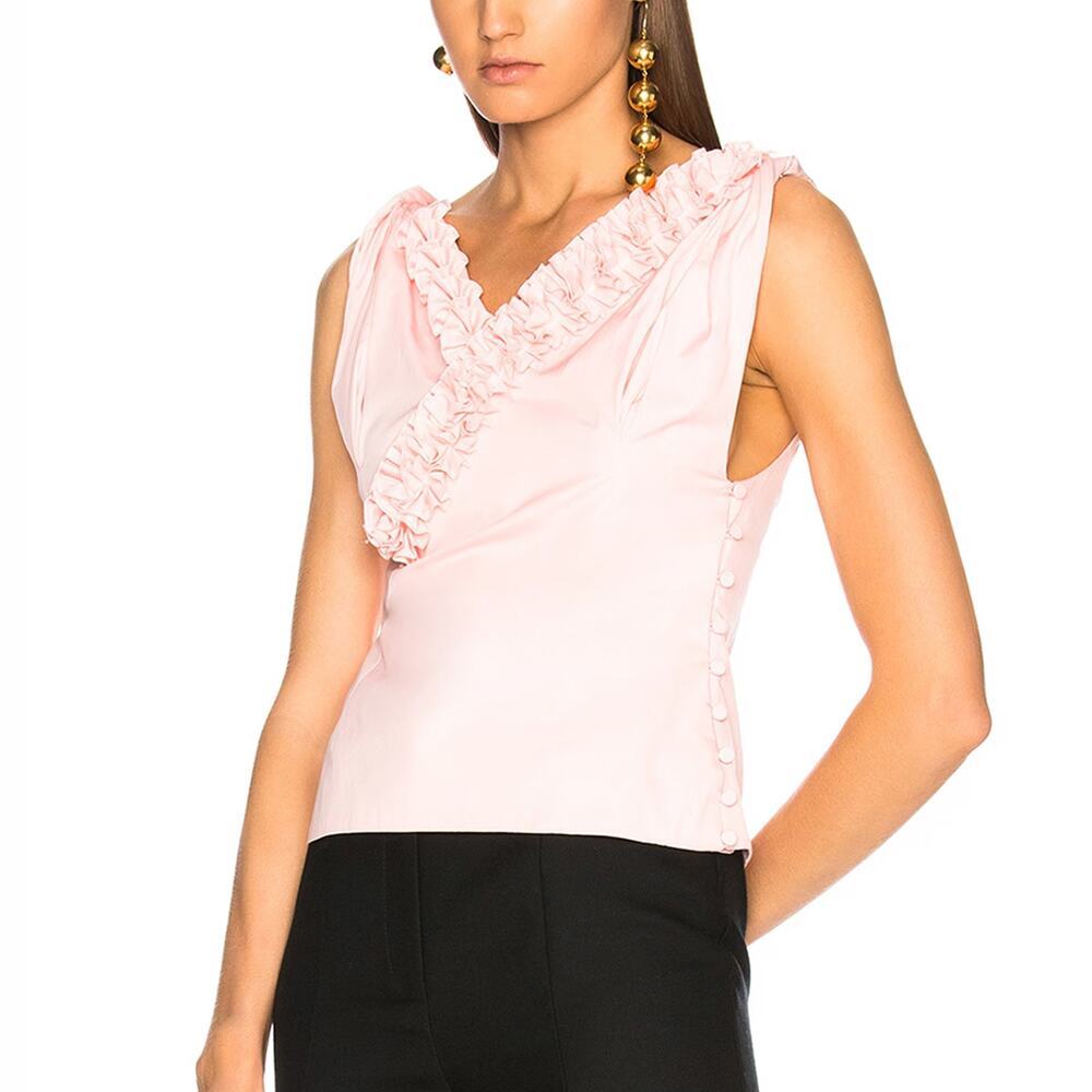 JACQUEMUS Le Haut Seville Ruffled Top in Pink NWT NEW Size FR 40
